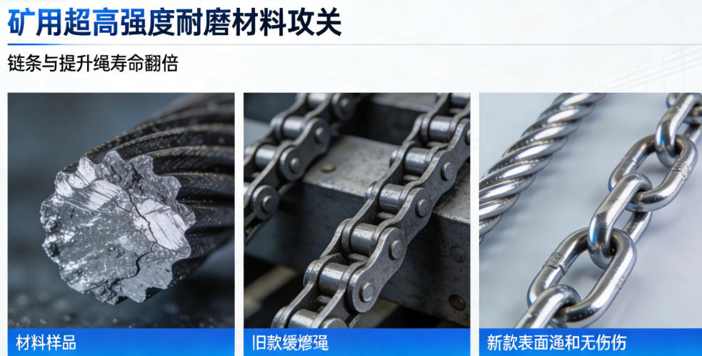 矿用超高强度耐磨材料攻关 链条与提升绳寿命翻倍